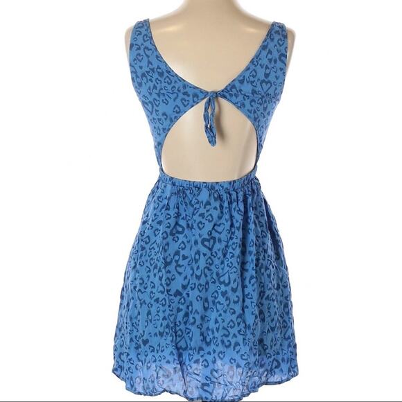H&M | blue leopard print heart mini dress size 4 Valentines Day - Picture 2 of 7
